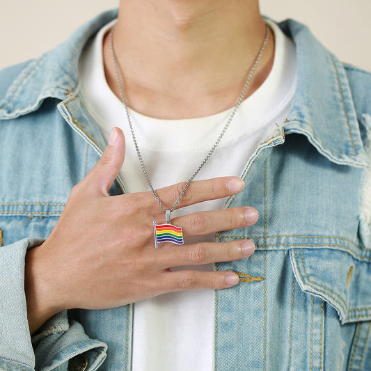 Rainbow Flag LGBTQ Couple Necklace Unisex Accessories