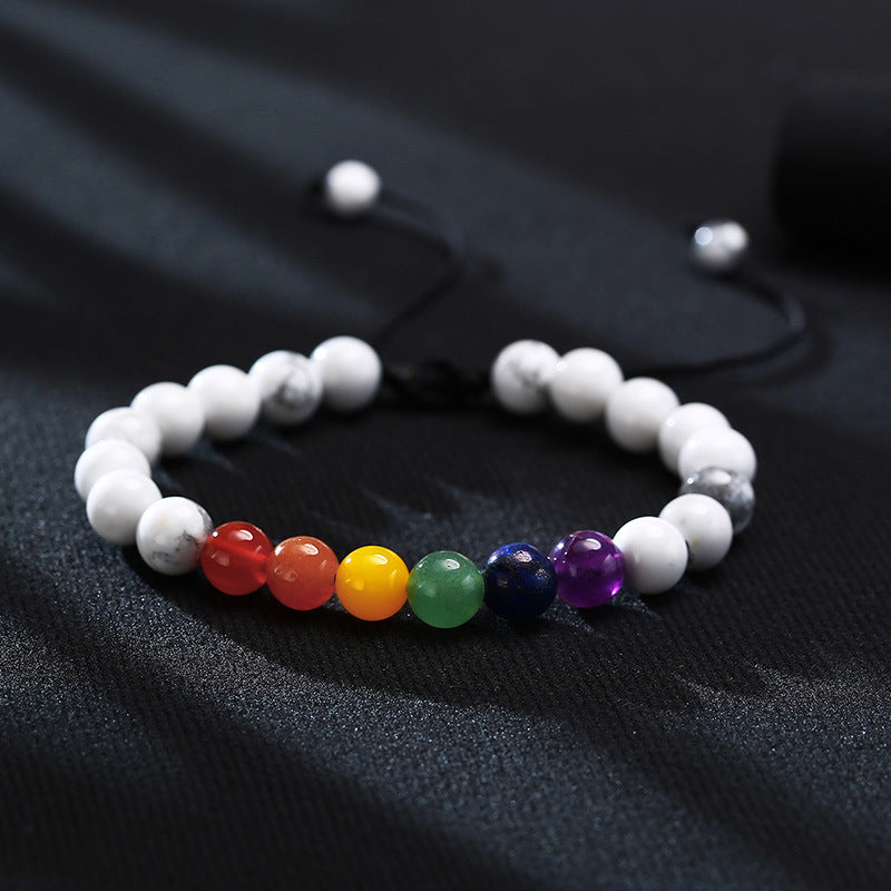 Rainbow Beaded Volcanic Stone Rainbow Accessories Rainbow Ornament Bracelet Wholesale