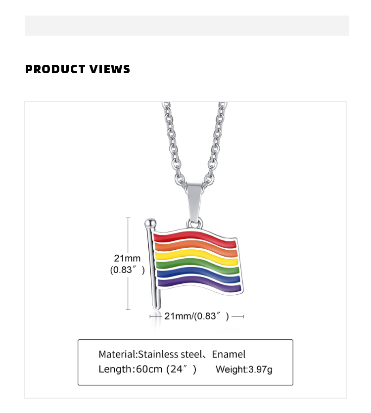 Rainbow Flag LGBTQ Couple Necklace Unisex Accessories